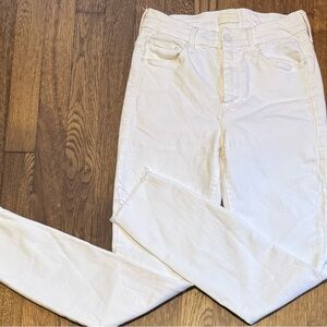 MOTHER White High-Waisted Looker Ankle Fray skinny jeans